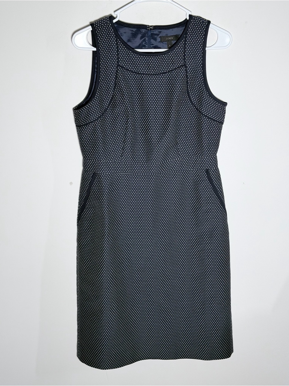 J. Crew Black and White Polka Dot Sleeveless Midi Dress